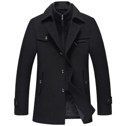 Men Winter Trench Coats Cashmere Wool Blends Man Winter Jackets Overcoats High Quality Male Business Casual Trench Coats 5XL
