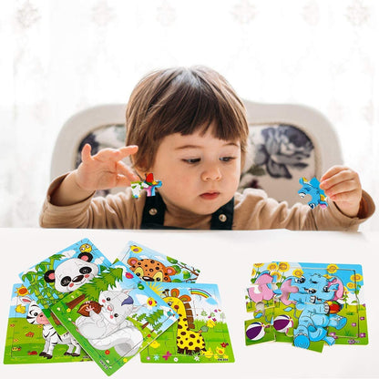 9/16 Jigsaw Puzzles for Kids Ages 2 3 4 5 Toddler Wooden Puzzle Preschool Educational Toys Set Animals Puzzle for Boys and Girls