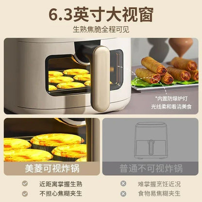 New air fryer. For home use. For making french fries. Visible. Multi-function all-in-one. Automatic.  Oil-free electric oven.