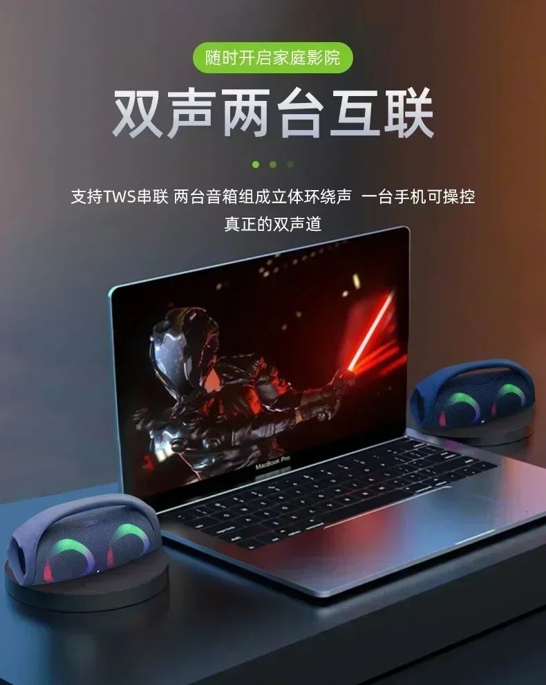 Caixa de Som Portátil Impermeável 100W de Alta Potência Bluetooth Luz RGB Colorida Subwoofer Sem Fio 360 Estéreo Surround TWS FM