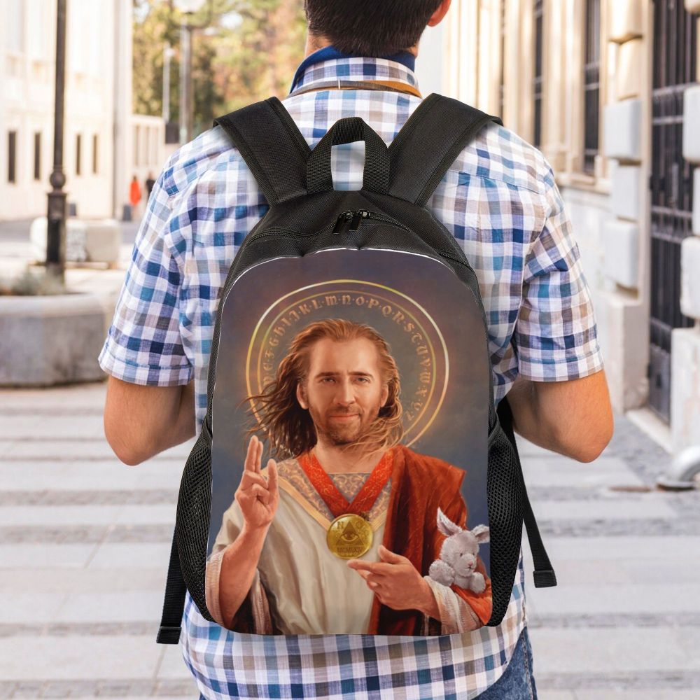 Custom Nicolas Cage Meme Laptop Backpack Women Men Basic Bookbag for College School Student Funny Bags