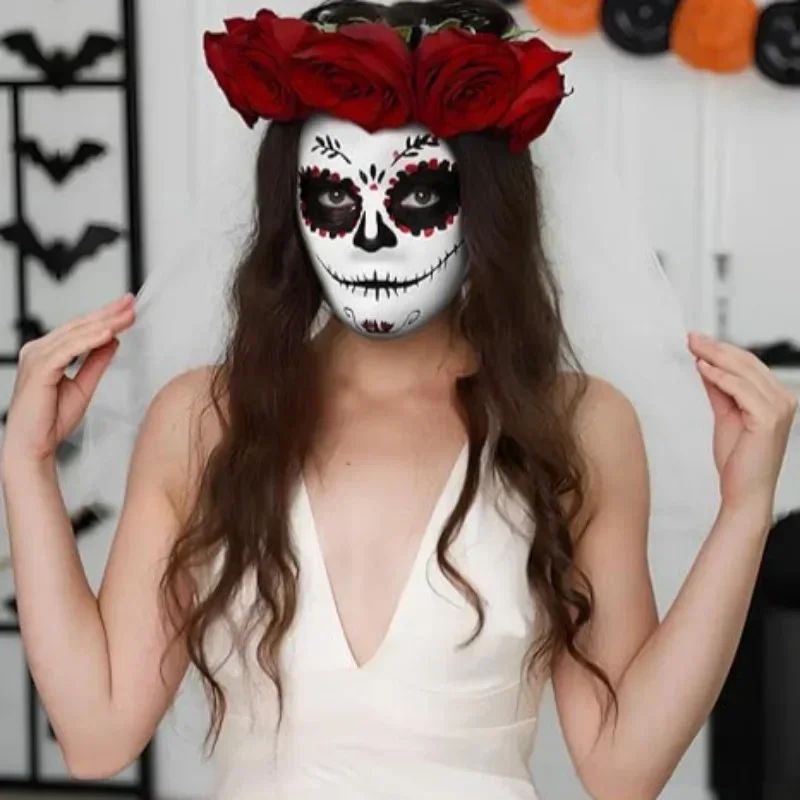 1/8pcs DIY White Masks Halloween Paper Mache Full Face Paintable Cosplay Craft Party Supplies Unisex Face Cover Costume Prop