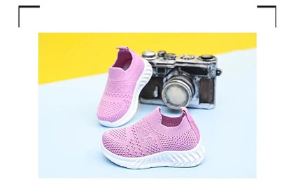 Baby Sneakers 2025 Fashion Children Flat Shoes Infant Kids Baby Girls Boys Solid Stretch Mesh Sport Running Sneakers Shoes