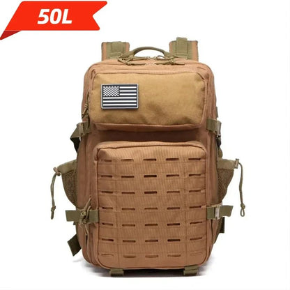 Mochila Impermeável 25L/50L com 2 Bolsos para Garrafas Academia Ao Ar Livre Viagem Caminhada Pesca Trekking Mochilas Bolsa para Notebook de 13 polegadas