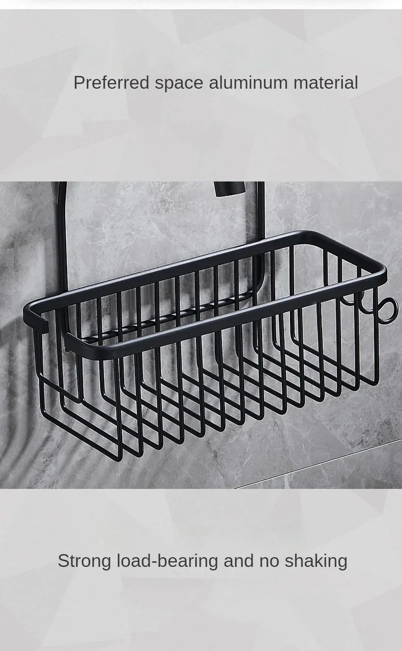 Aluminium Bathroom Shelf Without Drilling, Shower Shelf Shelves Shampoo Holder, Basket Storage Organizer Bathroom Accessories