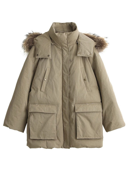 CHIC VEN Women Down Coats Solid Outdoor Loose Casual Down Jacket  Thickened Parka Jackets Female Overcoat Autumn Winter 2023