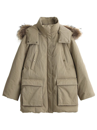 CHIC VEN Women Down Coats Solid Outdoor Loose Casual Down Jacket  Thickened Parka Jackets Female Overcoat Autumn Winter 2023