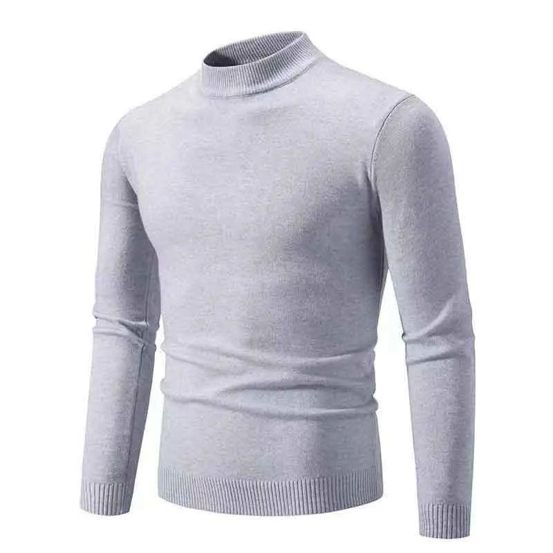 Half Turtleneck Knitwear Sweater New Autumn/Winter Mock Neck Sweatshirts Solid Color Pullovers Man Brand Casual Mens Clothing
