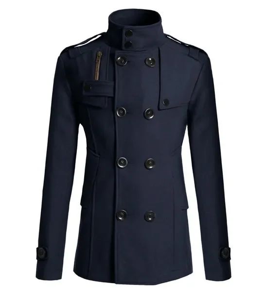Men's Woolen Overcoat for Autumn and Winter. Korean Style Men's Clothing, Fashionable Slim-fit Double-breasted Mid-to-long Coat.