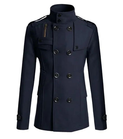 Men's Woolen Overcoat for Autumn and Winter. Korean Style Men's Clothing, Fashionable Slim-fit Double-breasted Mid-to-long Coat.
