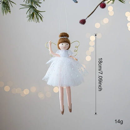 Christmas chiffon dress angel girl doll decoration Christmas tree pendant hanging decoration family New Year decoration