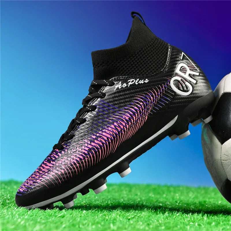 New Men Soccer Shoes Long Spikes Outdoor Sport Training Football Boots Cleats Adult Non Slip Boys Breathable Match Comfortable