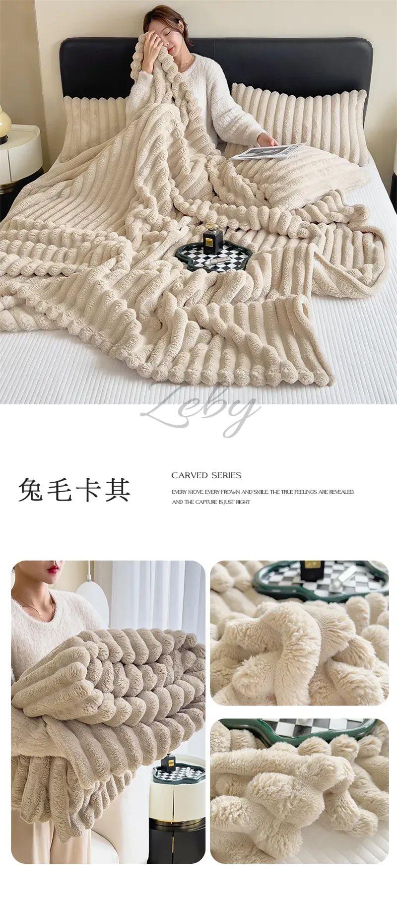 Imitation Rabbit Velvet Spring Autumn Warm Blankets or Blanket and Pillowcase Soft Fluffy Warmth Throw Blankets for Sofa Napping