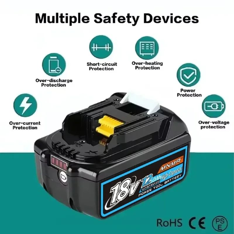 6AH 8AH 10AH 12AH Para bateria Makita 18V Ferramentas Elétricas Substituição Li-ion LXT BL1840 BL1850 para chave de fenda 18V com BMS