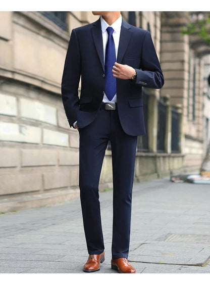 Men's M-10XL Spring New Wedding Fashion Handsome Suit Business Cargo Trousers plus Size Two Sets Fat Friendly Clothing