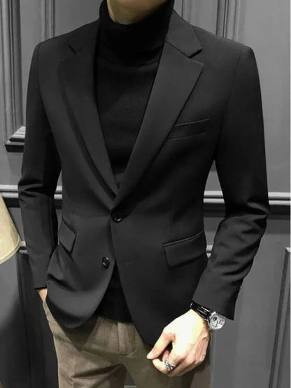 Jacket for Men Dress Jackets Coats Double Breasted Black Business Man Suits and Blazers Simple New in Korean Style Clothes 2025