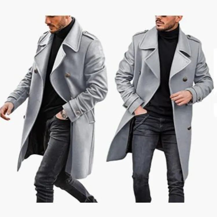 Trench Coat Men Classic Double Breasted Long Coat Mens Clothing Long Jackets Coats British Style Overcoat S-4XL Size