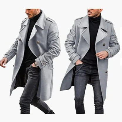 Trench Coat Men Classic Double Breasted Long Coat Mens Clothing Long Jackets Coats British Style Overcoat S-4XL Size