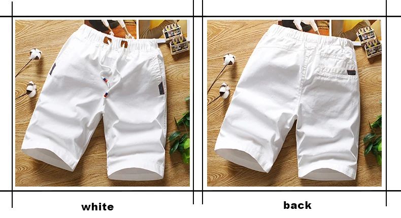 White Shorts Men Cotton Casual Shorts Bermudas Summer Slim Fit Drawstring Shorts Daily Wear Soft Touch and Comfortable Pants