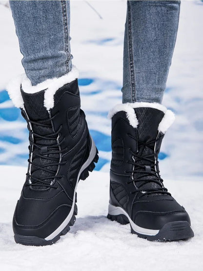 Winter Women's Snow Boots High Top Hiking Boots for Women Winter Outdoor Walking Sneakers Waterproof Plush Warm Platform Boots