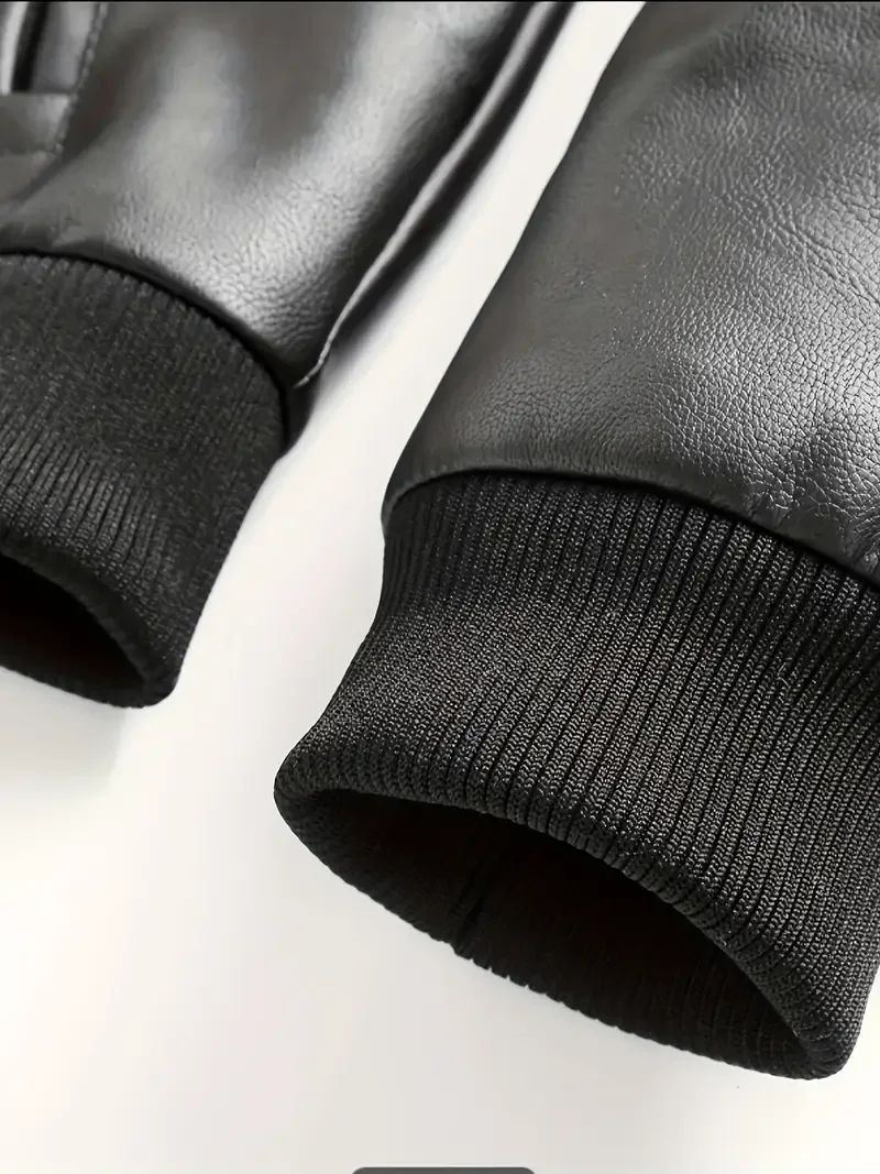 New Fake Two Pieces Motorcycle Leather Jackets Man Casual Fashion Motorcycle Coat Slim PU Lapel Jackets Autumn Leather Coat Male