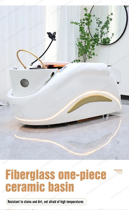 XinSheng Professional Electric Massage Bed Head SPA Salon Massage Table Hair Washing Fumigation Beds Barber Shop Smart Furniture