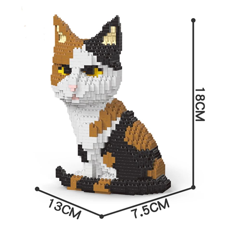 Knew Built Quatro estilos de micropartículas expressivas de blocos de montar de mini-gatos, modelos de laranja e vaca, os favoritos dos entusiastas de animais de estimação