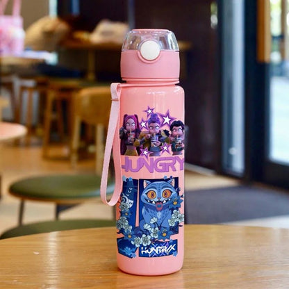 Garrafa de água Kpop Demon Slayer com canudo 700ml Copo de anime de verão para crianças Meninas Meninos Caneca esportiva ao ar livre Acessório de escola e escritório Presente
