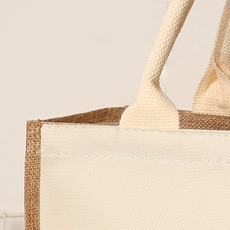 Blank Canvas Tote Bag – Faux Burlap Texture, Large DIY Painting Bag for Acrylics, Hand Carry Shopping Purse