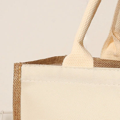 Blank Canvas Tote Bag – Faux Burlap Texture, Large DIY Painting Bag for Acrylics, Hand Carry Shopping Purse