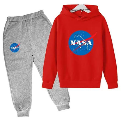 Kids NASA Fashion Casual Spring Autumn 2pcs Hoodie+jogging Pants Tracksuits 3-13 Years Boys Girls Trend Outfits Children Clothes