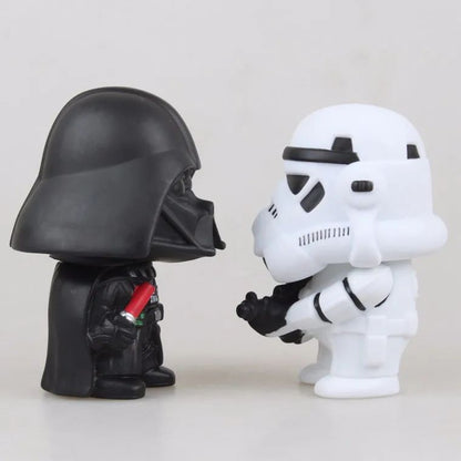 10cm Estilo Fofo Star Wars Darth Vader e STORMTROOPER Kawaii Brinquedo Action Figure Modelo Soldado Preto Branco Para Crianças
