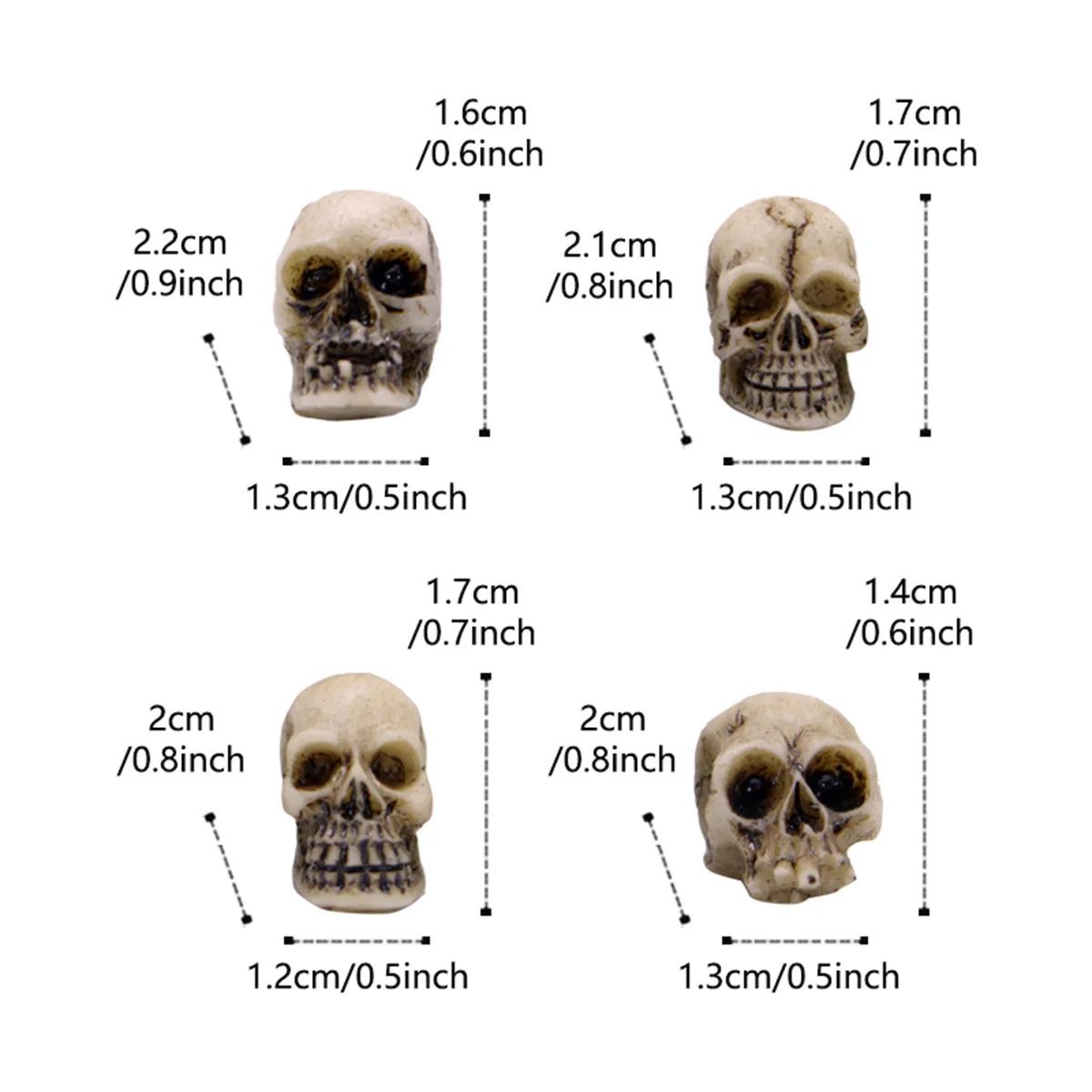 20pcs Halloween Decorative Skeleton Head Miniature Ornaments Outdoor Home Garden Lawn Unique Flower Pot Decorative Skull Statue