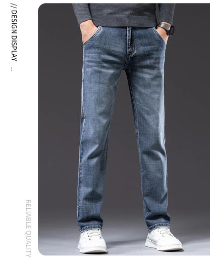 Autumn Winter New Business Men's Jeans Classic Fashion Stretch Washed Casual Denim Trousers Comfortable Straight Male pants