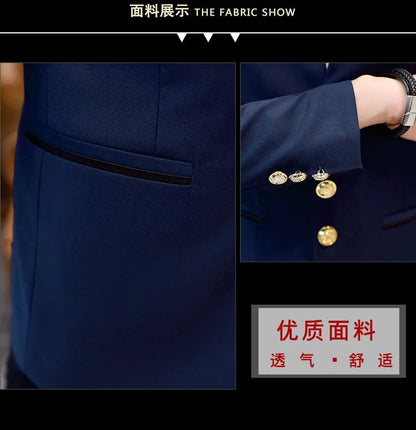 2024 Spring New Men's Stand Collar Casual Suit Jackets Youth Fashion Solid Color Stitching Three Button Mens Blazer Coats