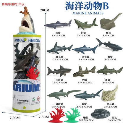Mini Modelo Animal Fazenda de Vida Selvagem Aves Dinossauro Oceano Conjunto Animais da Planície Crocodilo Pinguim Insetos Brinquedos Micro Modelo Balde