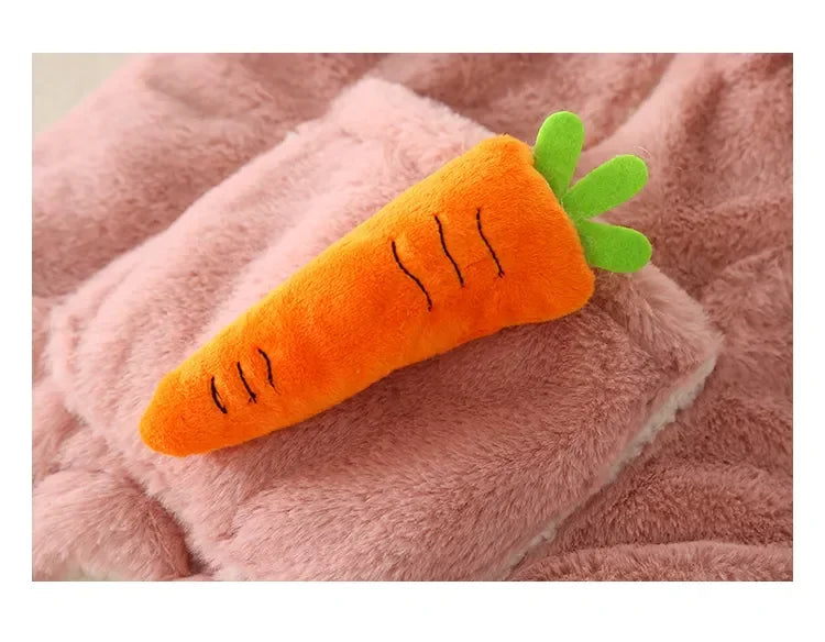 Baby Rompers Winter Warm Coral Fleece Newborn Baby Girl Clothes Cartoon Rabbit Coats Infant Jumpsuit Animal Overalls Pajamas