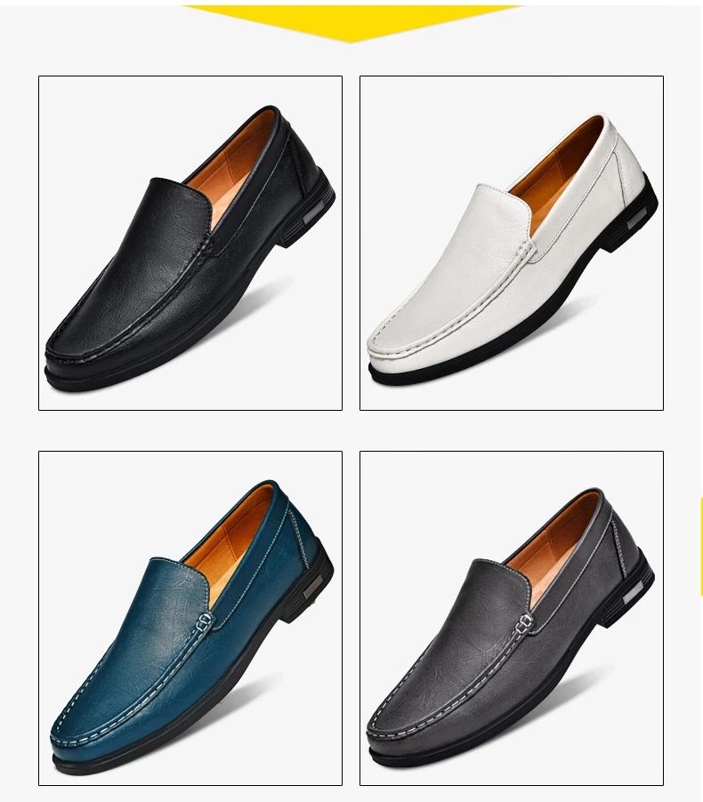 Genuine Leather Slip on Loafers Men Formal Dress Shoes Office Driving Wedding Party Mocasines Hombre Big Size Casual Shoes