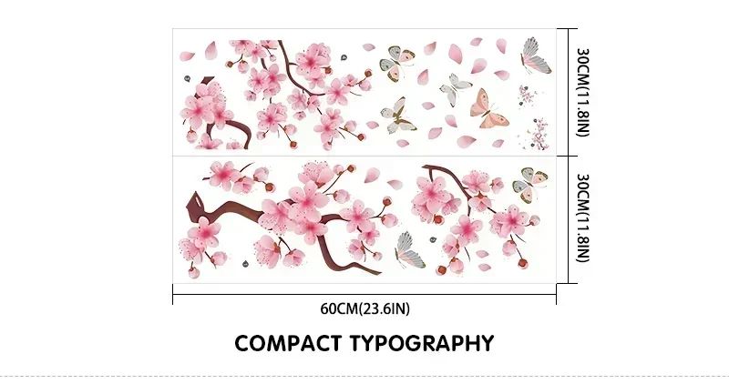 Ink Wall Stickers Wash Peach Blossom For Living Room Bedroom Home Flower Background Wall Decor Self-adhesive Sticker Wallpaper