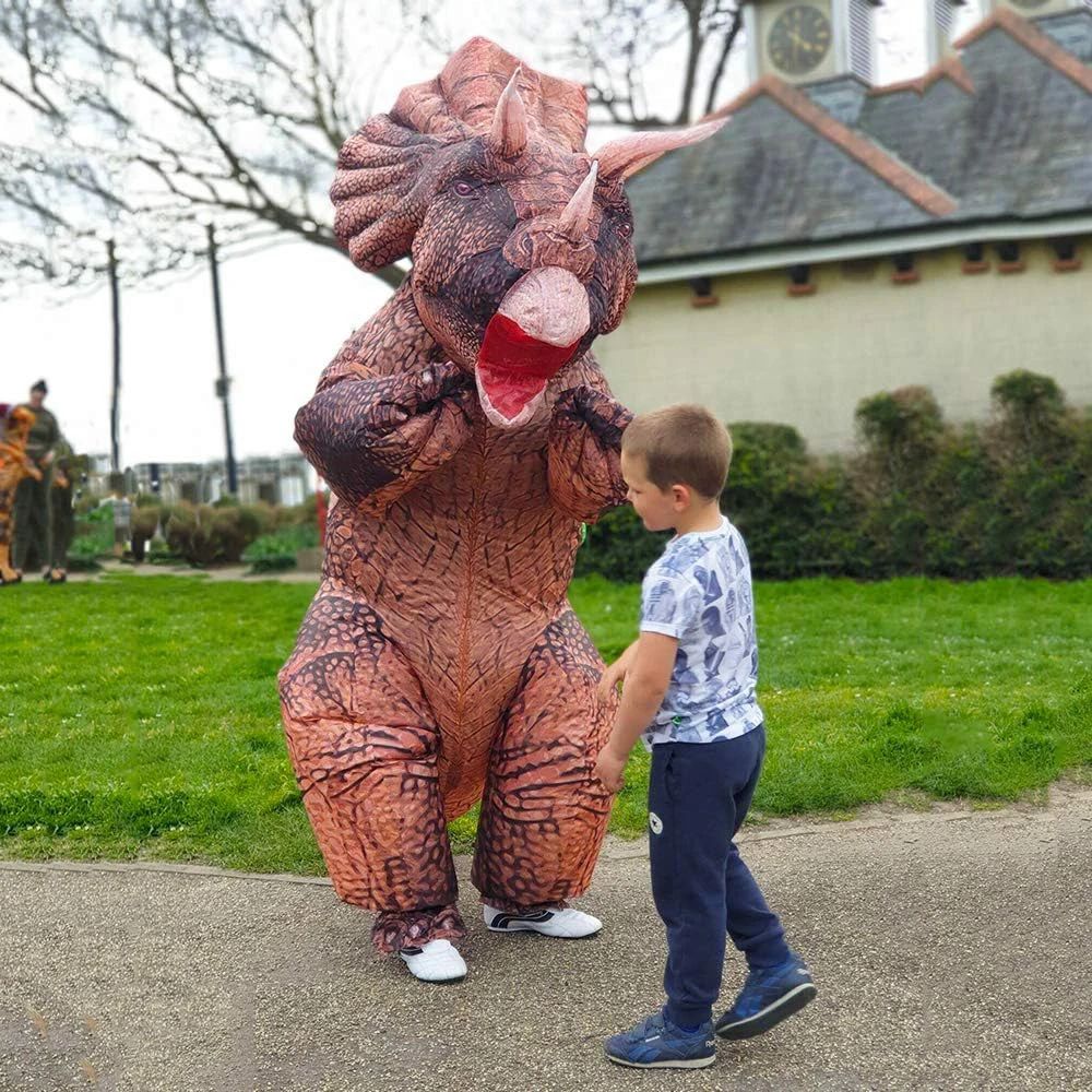 Inflatable Dinosaur Costume Blow Up Triceratops Costumes for Adults Fancy Dinosaur Party Halloween Cosplay Costume