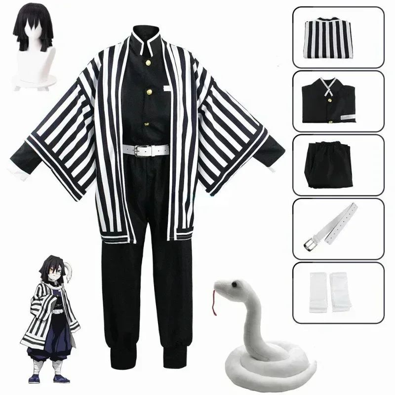Anime Iguro Obanai Kimono Uniform Anime Pruik Cosplay Kostuum Halloween Feest