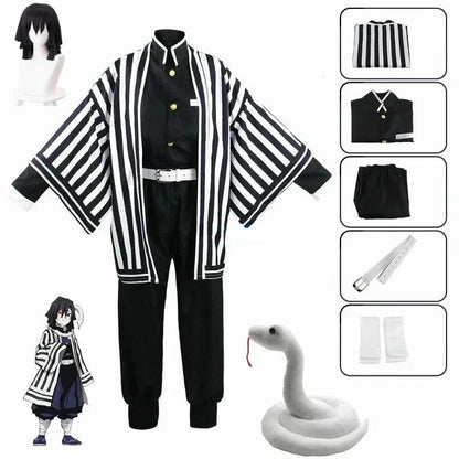 Anime Iguro Obanai Kimono Uniform Anime Pruik Cosplay Kostuum Halloween Feest