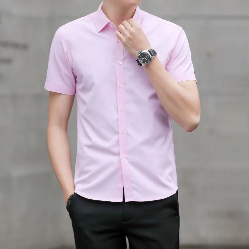 Summer Short Sleeve Men's Dress Shirt Anti-Wrinkle Easy Care Workwear Formal Business Suit Shirt for Sales Professional