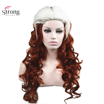 Peruca Cosplay StrongBeauty X-Men Anna Marie Rogue Vermelha Longa Ondulada Sintética