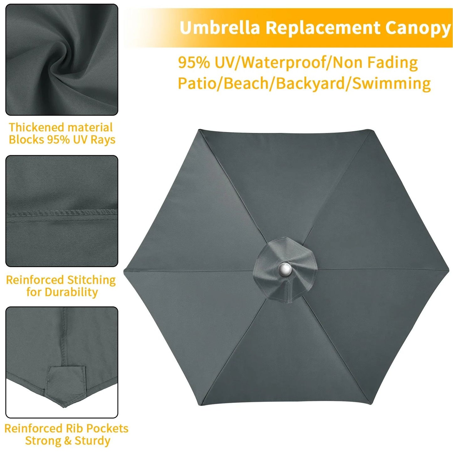 Parasol Replaceable Parasol Top Cloth Garden Patio Canopy Umbrella Cover Waterproof Sunshade 2/2.5/2.7/3m For 6 Ribs/8 Ribs