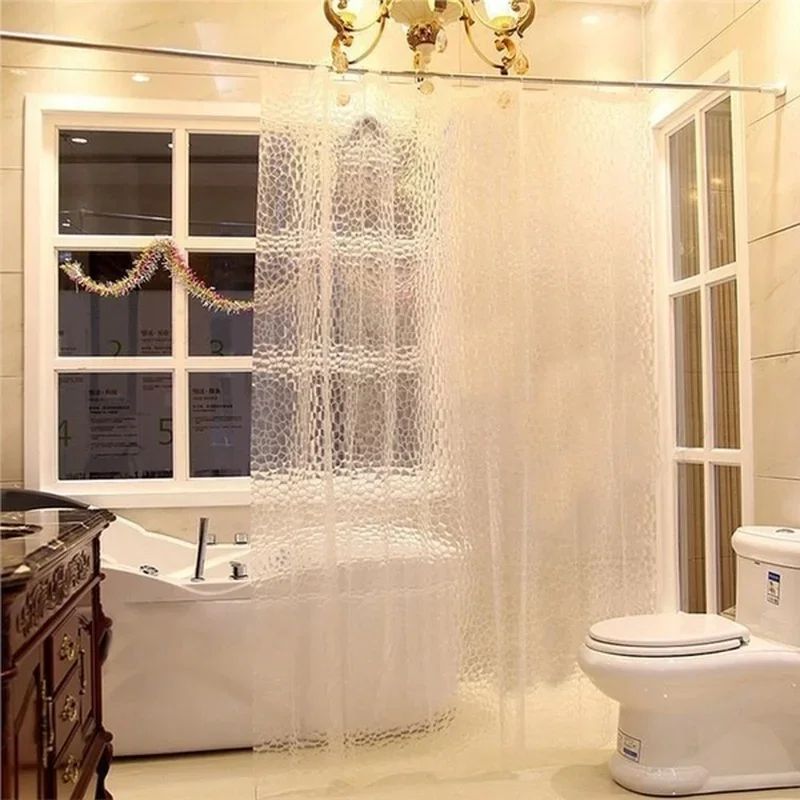 1PCS 180x180cm Cortina de Banho 3D Transparente Mais Grossa Impermeável