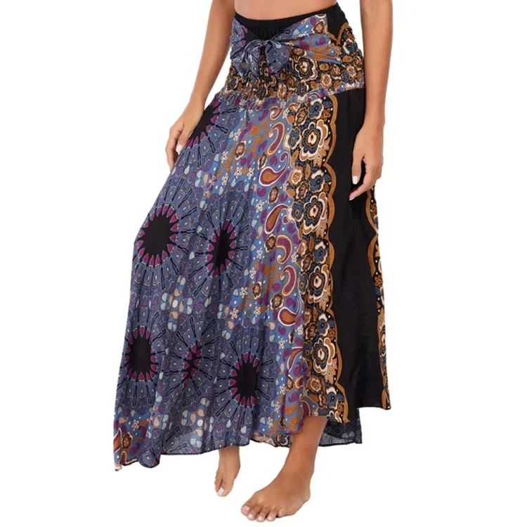 Sexy Summer Long Boho Bottom Women Skirt Vintage Casual Ropa Mujer Faldas Loose Fashion y2k Maxi Skirts Woman Clothing Saia Jupe