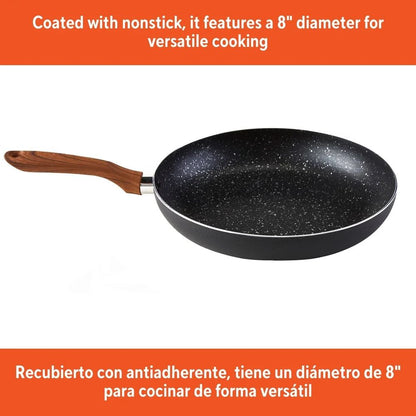 Frigideira Antiaderente Alumínio Pontilhado Utensílio de Cozinha Cabo Ergonômico com Aparência de Madeira Fácil de Limpar Essencial para Cozinhar Multiuso
