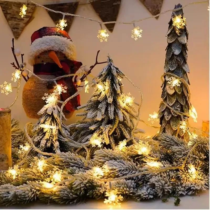 1pc LED Christmas Snowflake String Light Indoor Hanging Decorative Light Fairy Atmosphere Lamp for Wedding Party Battery Box/USB