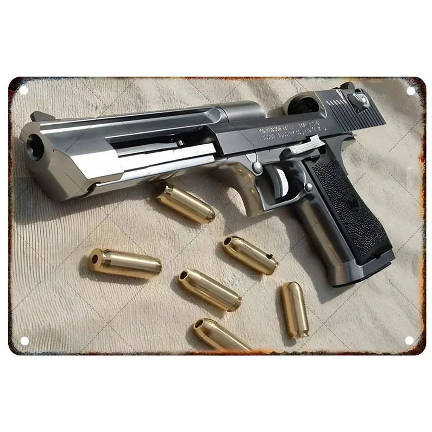GUNHERO Pistol Metal Wall Signs - Bold Military Style - Perfect Decor for Man Caves, Homes, Bars & Garden Spaces